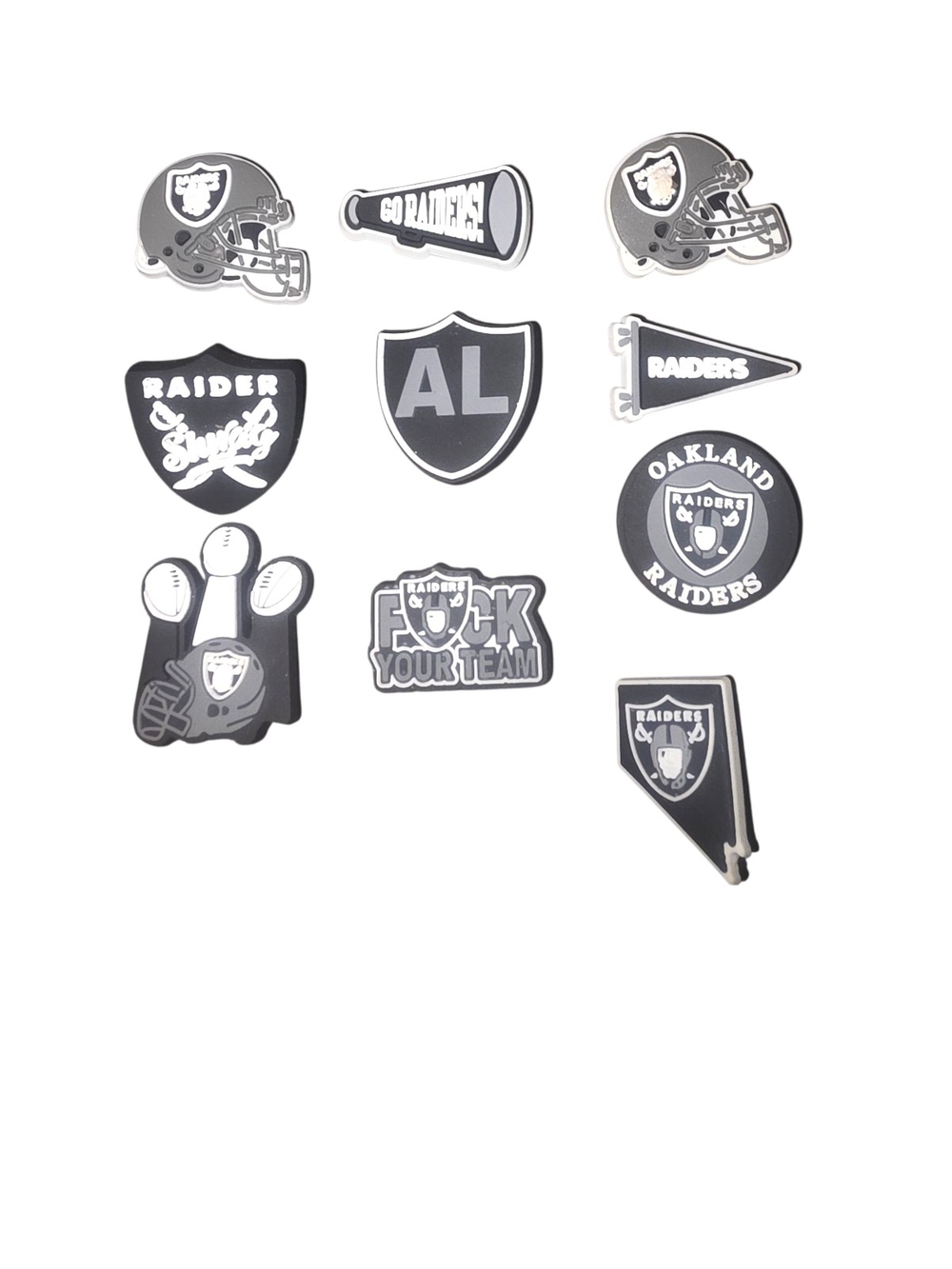 Oakland /Las Vegas Raiders Jibbitz Croc Shoe Charms - 10pc